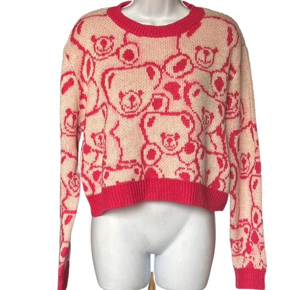 Cotton Emporium Pink Bear Pattern Sweater - Picture 2 of 4